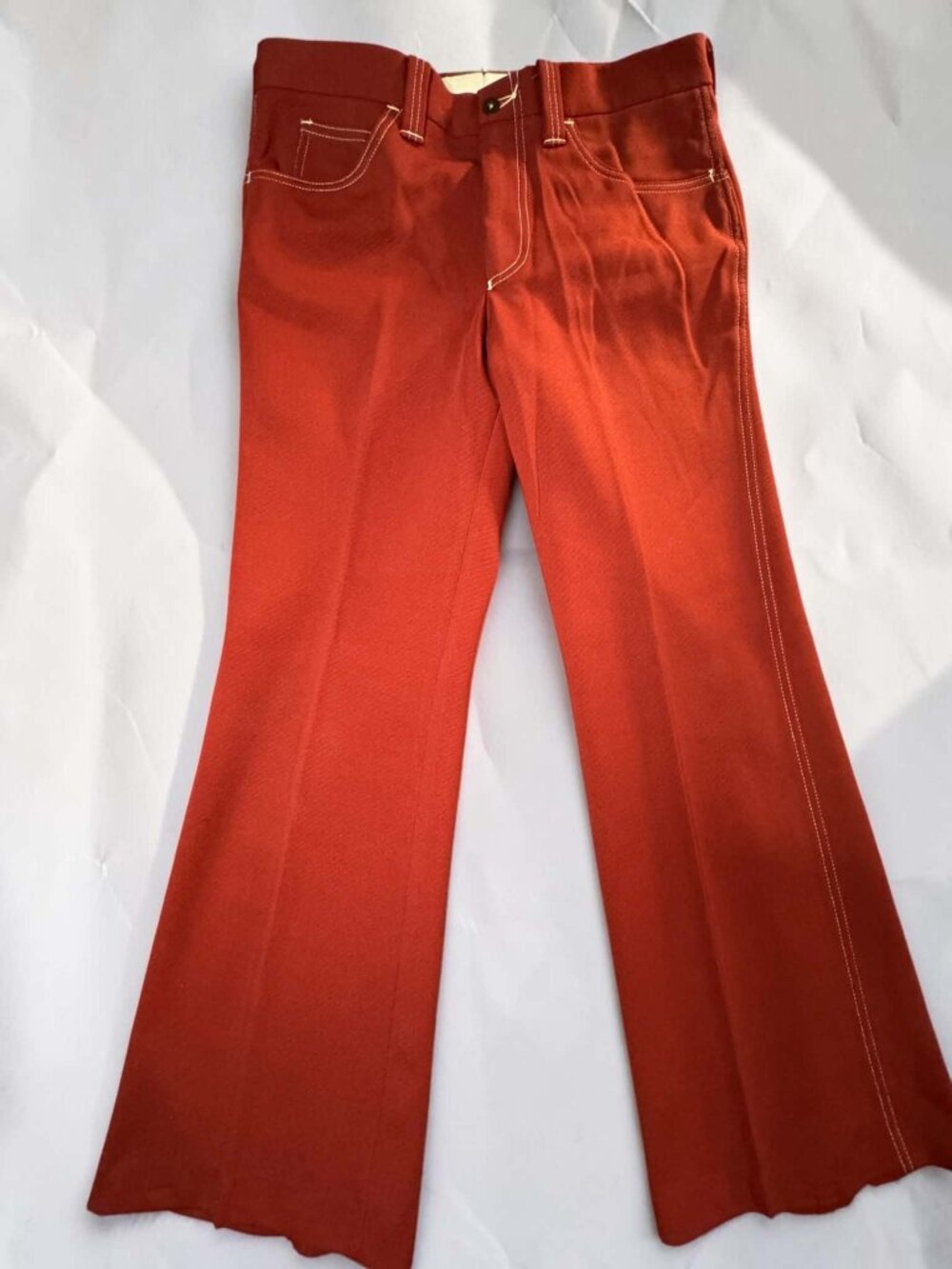 Vtg 70s Levis Panatela Flare Pants Rust Red Blank Tab 31x29 Bell Bottom